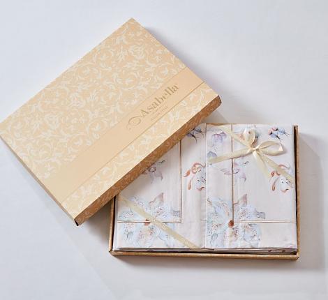 Постельное белье "Asabella" 2262-4S Мако-Сатин, 1,5 спальный