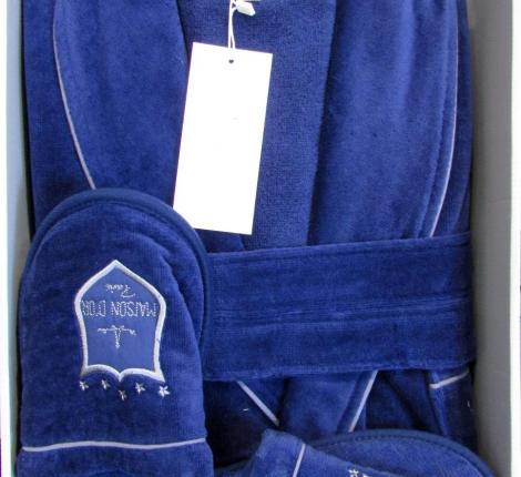 Халат мужской велюровый Maison D'or "BOSWELL" синий, XL(50)/2XL(52)