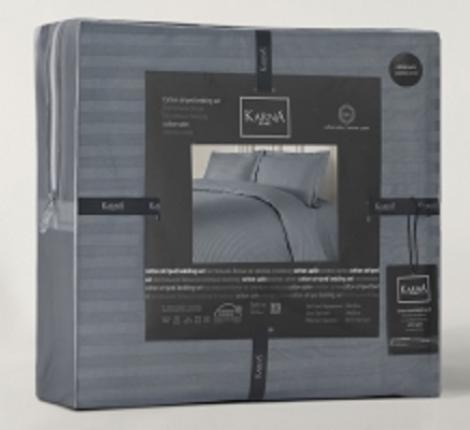 Постельное белье "KARNA" LINE страйп-сатин Евро,  Серый