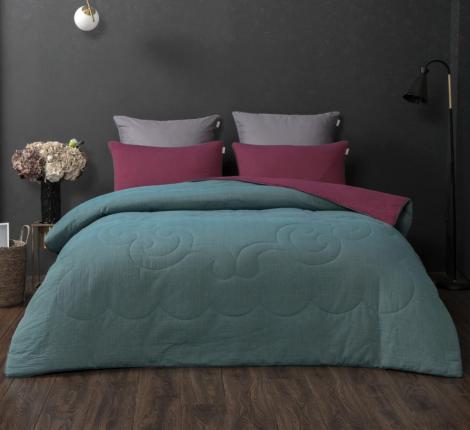 Постельное белье с одеялом "Kazanov.A." Эмир (бирюза малина графит) Муслин, Евро