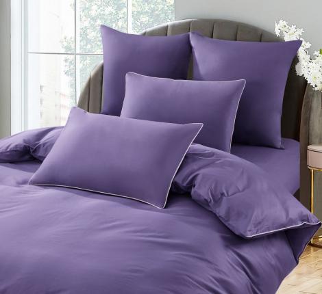 Постельное бельё "KARTEKS" сатин однотонный с кантом HK-05 (сиреневый), 2 спальный