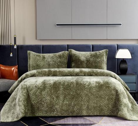 Покрывало "Sofi de Marko" Деварта (олива) Бархат, 160x220