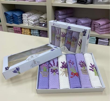 Набор вафельных салфеток "AMBIELLA" ЛАВАНДА, 40х60-6 шт.
