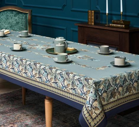 Скатерть с пропиткой "ЛИСТЬЯ МОРРИСА" 140х300 см, синий