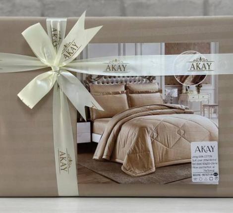 Постельное бельё AKAY SATEN (бежевый), 1,5 спальный