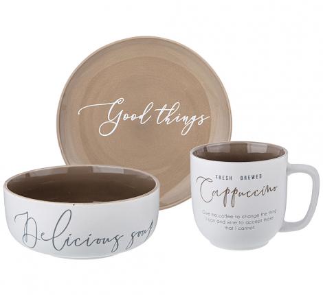 Набор посуды 3 предмета "COFFEEMANIA" (белый)