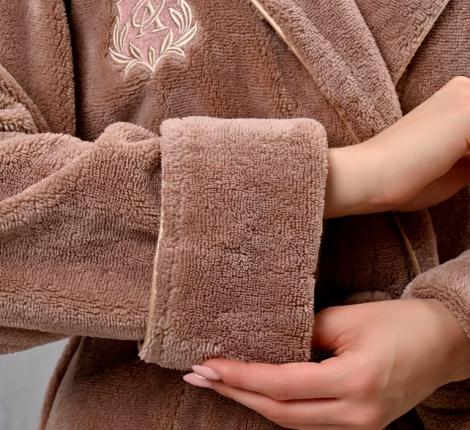 Халат женский трига с капюшоном "AMBIELLA A-1215" увядшая роза, L/XL