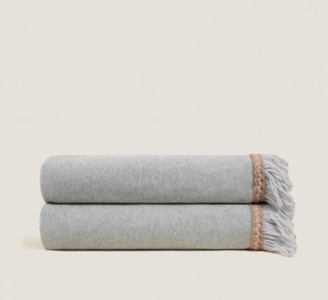 Плед Frati "SOFT BAMBOO" GRIGIO PERLA с тесьмой Matisse (серый с оранжевым), 160х200