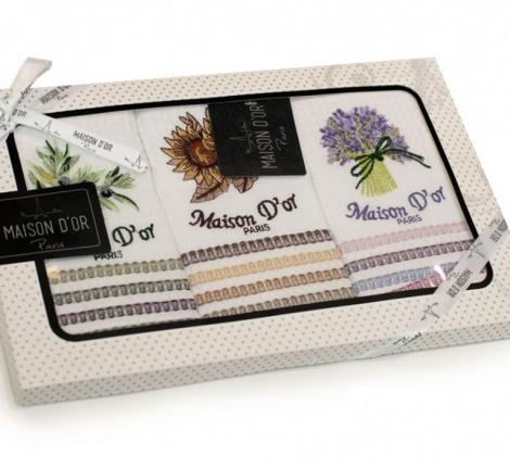 Комплект кухонных полотенец Maison D'or "STRIPES" 50х70-3шт, белый/цветной