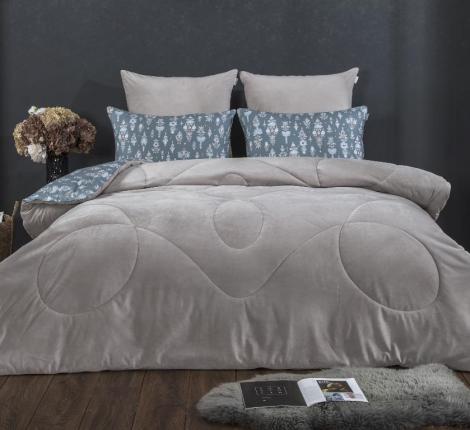 Постельное белье с одеялом "Kazanov.A." Сальваторе (деним жемчуг) Велюр/Egypt Cotton, Евро