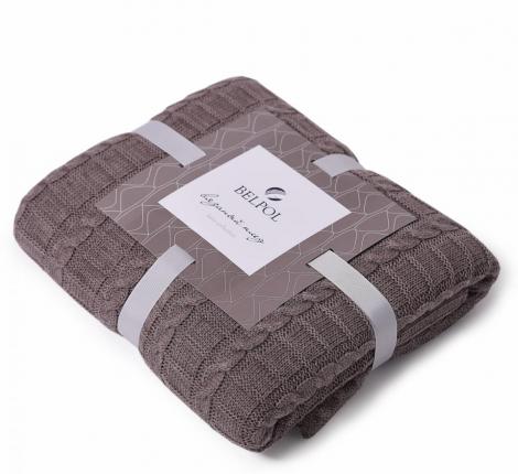 Плед вязаный "КОСЫ" 180x200, капучино