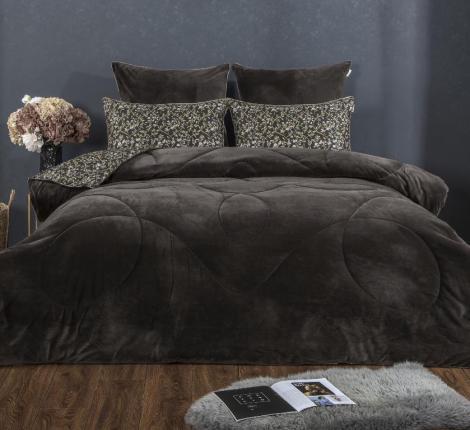 Постельное белье с одеялом "Kazanov.A." Лансер (трюфель жемчуг) Велюр/Egypt Cotton, Евро
