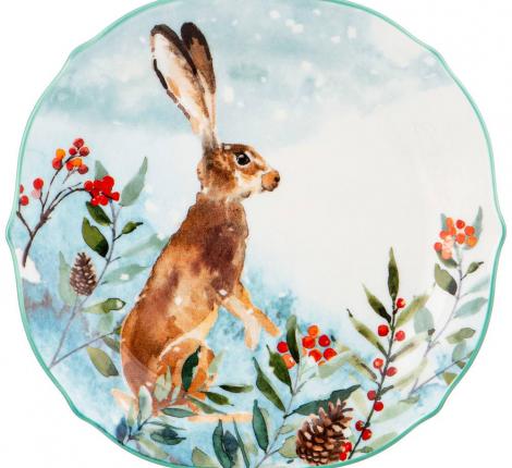 Тарелка закусочная "ЛЕСНАЯ СКАЗКА" ЗАЯЦ, диаметр 20,5 см