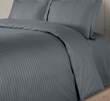 Постельное белье "KARNA" LINE страйп-сатин Евро,  Серый