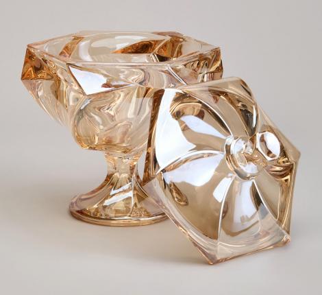 Блюдо с крышкой на ножке "BOHEMA" AMBER, диаметр 17 см