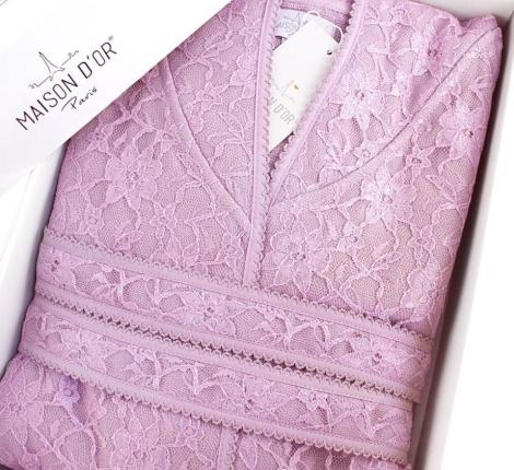 Халат женский махровый с капюшоном Maison D'or "PHUL" (фиолетовый), XL(50)-XXL(52)