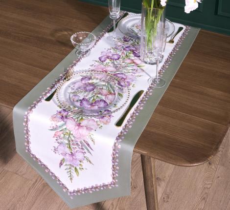 Дорожка с пропиткой "ИРИСЫ" 45х145 см, белый