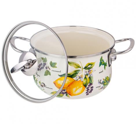 Набор эмалированных кастрюль с крышкой "СЕКРЕТНЫЕ ИНГРЕДИЕНТЫ", 4 предмета