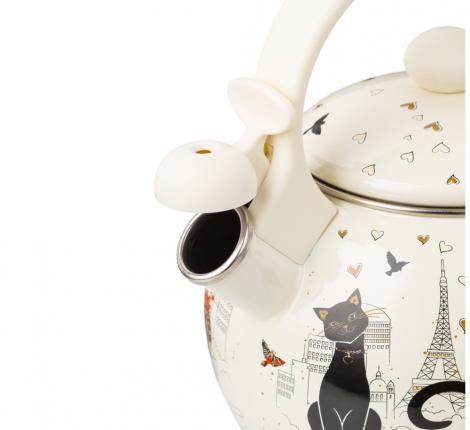 Чайник эмалированный со свистком "ПАРИЖСКИЕ КОТЫ", 2,2 л