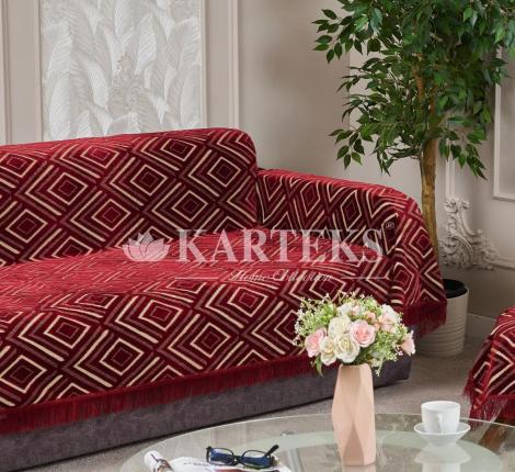 Комплект покрывал "Karteks" на диван 160х220 и два кресла 90х160 РОМБ, бордовый