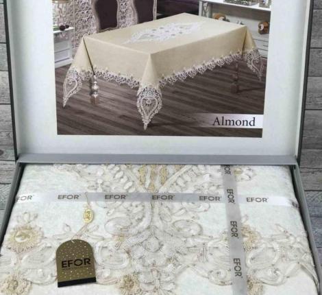 Скатерть EFOR "ALMOND SET" 160х220 с салфетками 8 шт., кркмовый