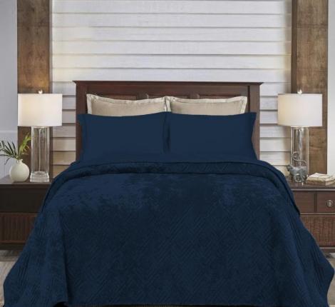 Покрывало из вареного бархата "KARTEKS" 01, 230х250 (синий)