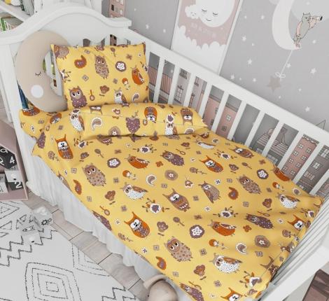 Постельное белье "Valtery" "Совята желтые" Поплин, Детский