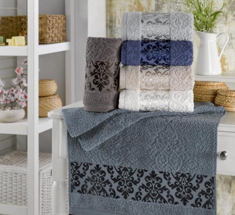 Набор махровых полотенец "TWO DOLPHINS" жаккард 70х140 1/6 шт.) (E987) VENTU