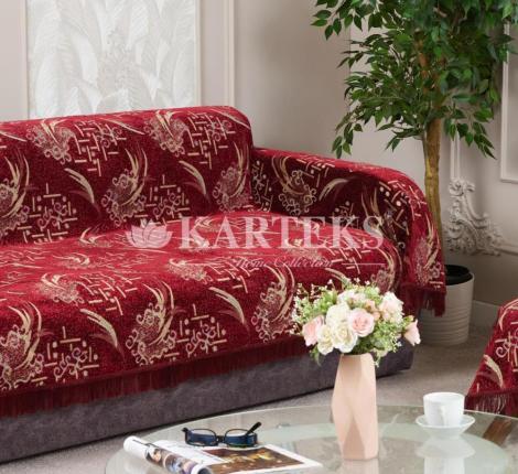 Покрывало шпигель большой "Karteks" на диван 160х220 БАМБУК, бордовый