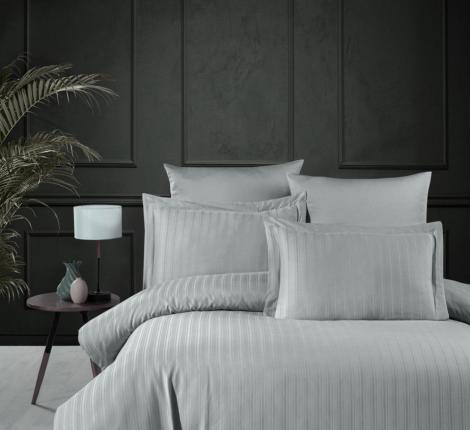 Постельное бельё "DO&CO" Сатин DELUX STRIPE, Евро (серый)