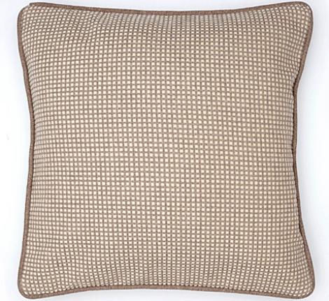 Подушка декоративная "CUBE" 40х40, кремово-бежевая клетка (кант коричневый)