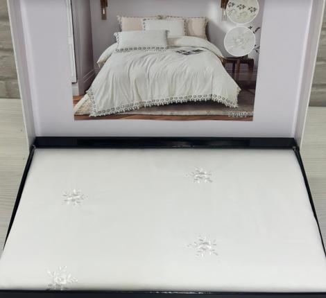 Постельное белье с гипюром EFOR "цветная роза" "COTTONI АА-01" Поликоттон, Евро.