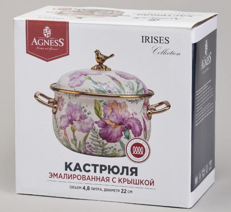 Кастрюля эмалированная с крышкой AGNESS "ФЛАНДРИЯ", 4,8 л