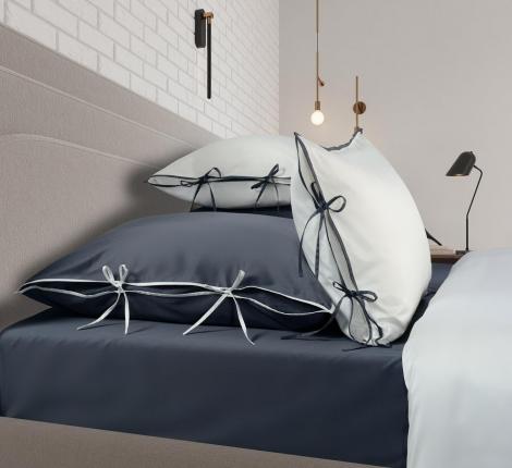 Постельное бельё Sharmes Solid «LUCA» 1,5 спальный, белый/антрацит
