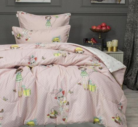 Постельное белье с одеялом "Kazanov.A." Блум (пудра жемчуг) Сатин, 1,5 спальный