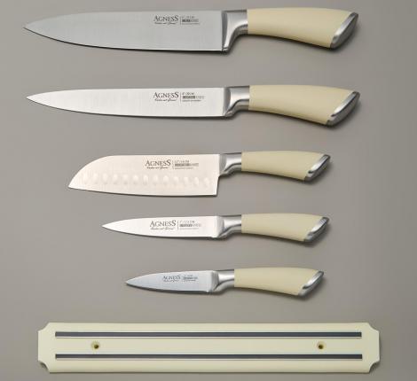 Набор кухонных ножей "AGNESS" с магнитным держателем 911-041, 6 предметов