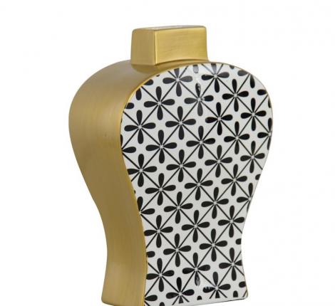 Ваза плоская "TANGER" (черно-белая) керамика, 22x12x34 см