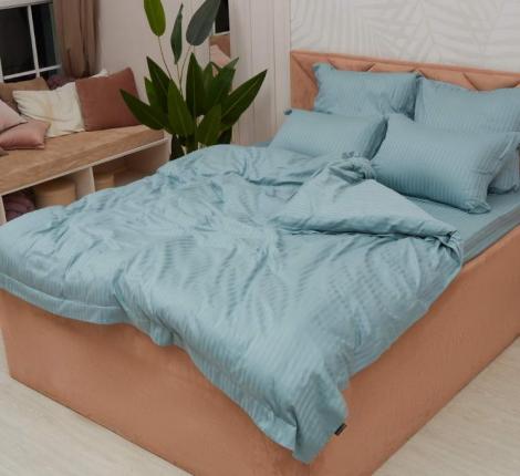 Постельное белье "Sofi de Marko" Моне (изумруд) Страйп Сатин, 1,5 спальный