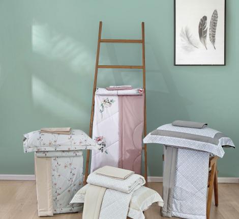 Постельное белье с одеялом "Asabella" 2119-OSPS Мако-Сатин, 1,5 спальный