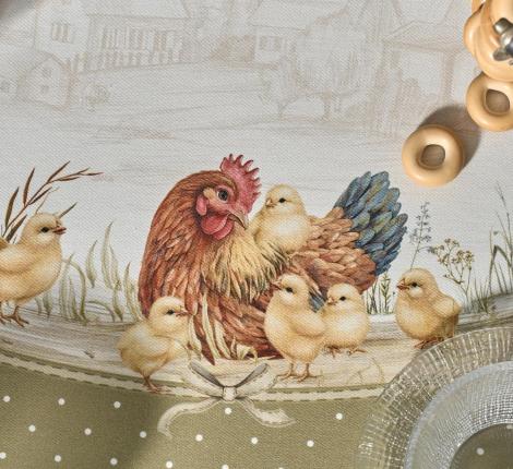 Скатерть круглая с пропиткой "ЗОЛОТАЯ КУРОЧКА", 220 см