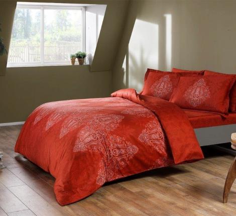 Постельное белье &quot;TAC&quot; Premium DIGITAL сатин DELUX CALEDON, 1,5 спальный, красный