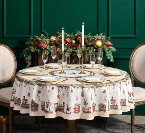 Скатерть круглая LEFARD "ЩЕЛКУНЧИК" 185 см, бежевый