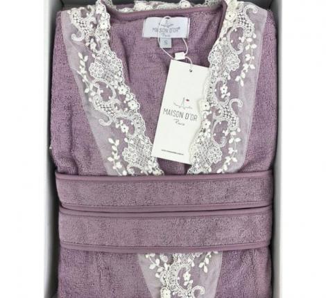 Халат женский махровый Maison D'or "MARVEL" фиолетовый, XL(50)-XXL(52)