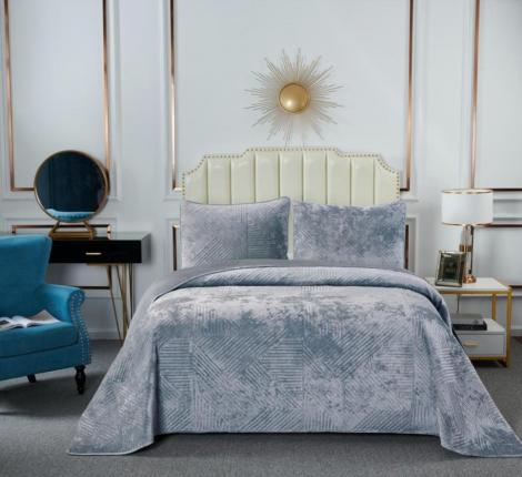 Покрывало "Sofi de Marko" Патрисия (серо-голубой 1) Велюр, 240х260