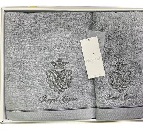 Комплект махровых полотенец  30x50-50x100-85x150 Maison D'or "ROYAL", серый