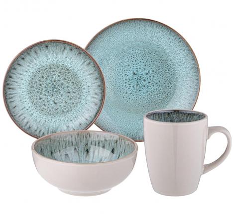 Набор посуды обеденный BRONCO "CROCUS" на 4 персоны, 16 предметов (голубой)