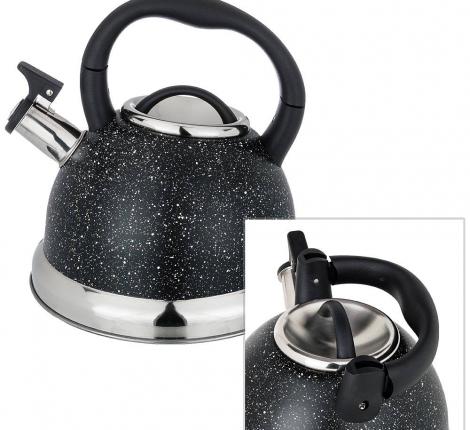 Чайник со свистком и складывающейся ручкой "BLACK MARBLE", 3,0 л