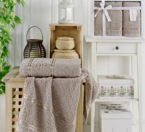 Комплект махровых полотенец "PHILIPPUS" жаккард 50x90/70х140) 2 шт.E927 MOTTYA, серый