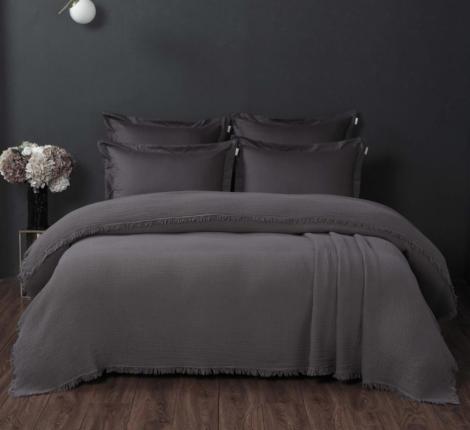 Постельное белье с покрывалом "Kazanov.A." Stonewash Muslin (графит) Муслин, Евро