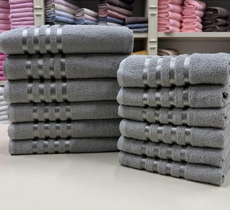 Полотенце махровое AMBIELLA "LINES" 70х135, серый